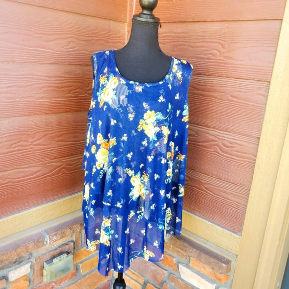 Avenue Blue Plus Size Women's Sleeveless Floral Layered Blouse Size 18/20 - Picture 1 of 14